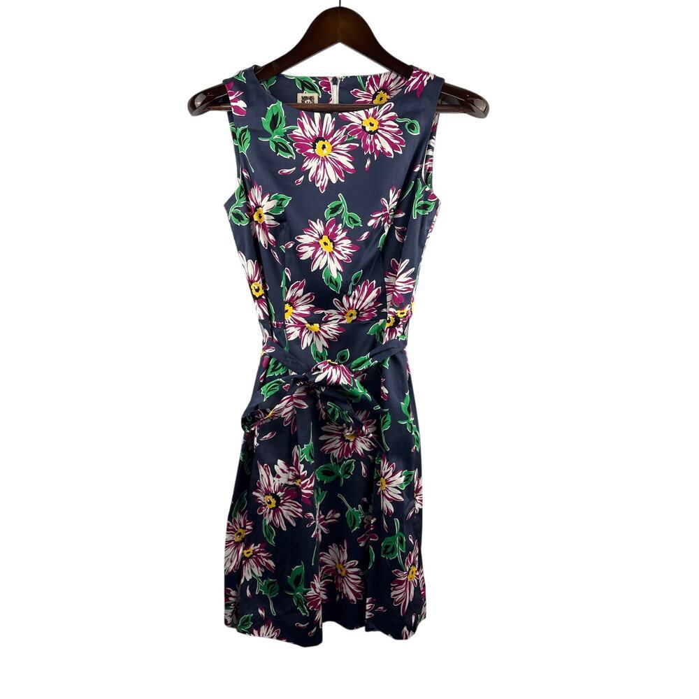 Women’s Anne Klein Size 2 Navy Blue Floral Business Dress w/ Detachable Belt
